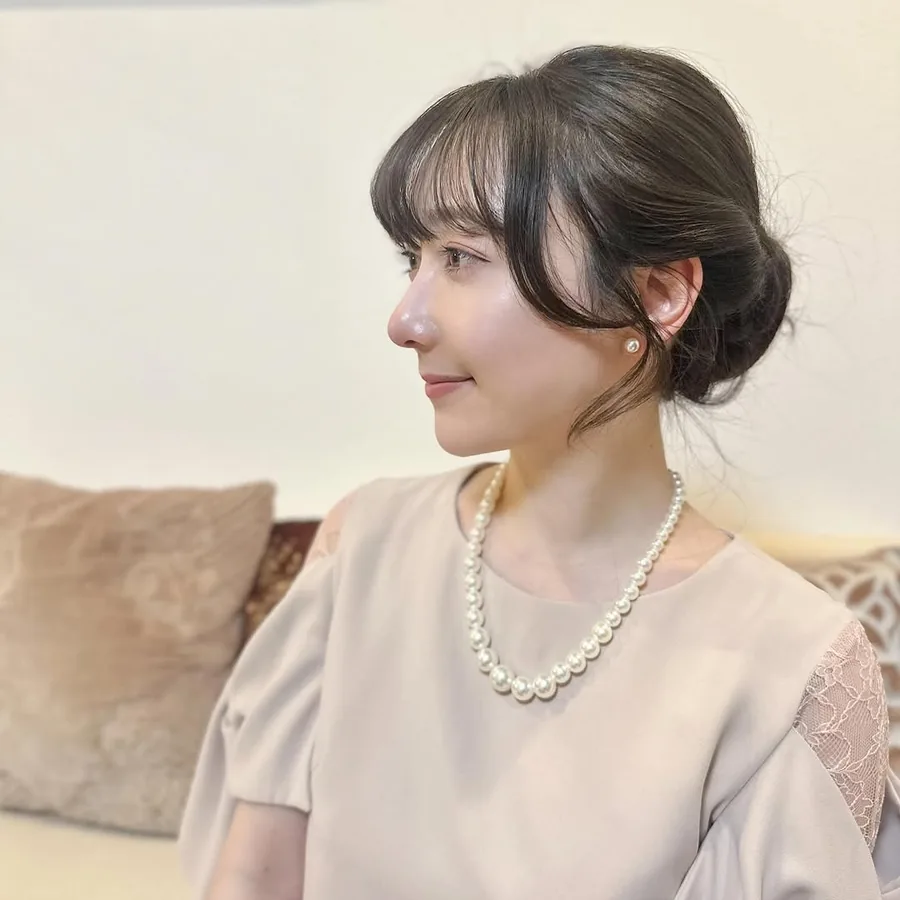 1連パールネックレスの着用イメージ